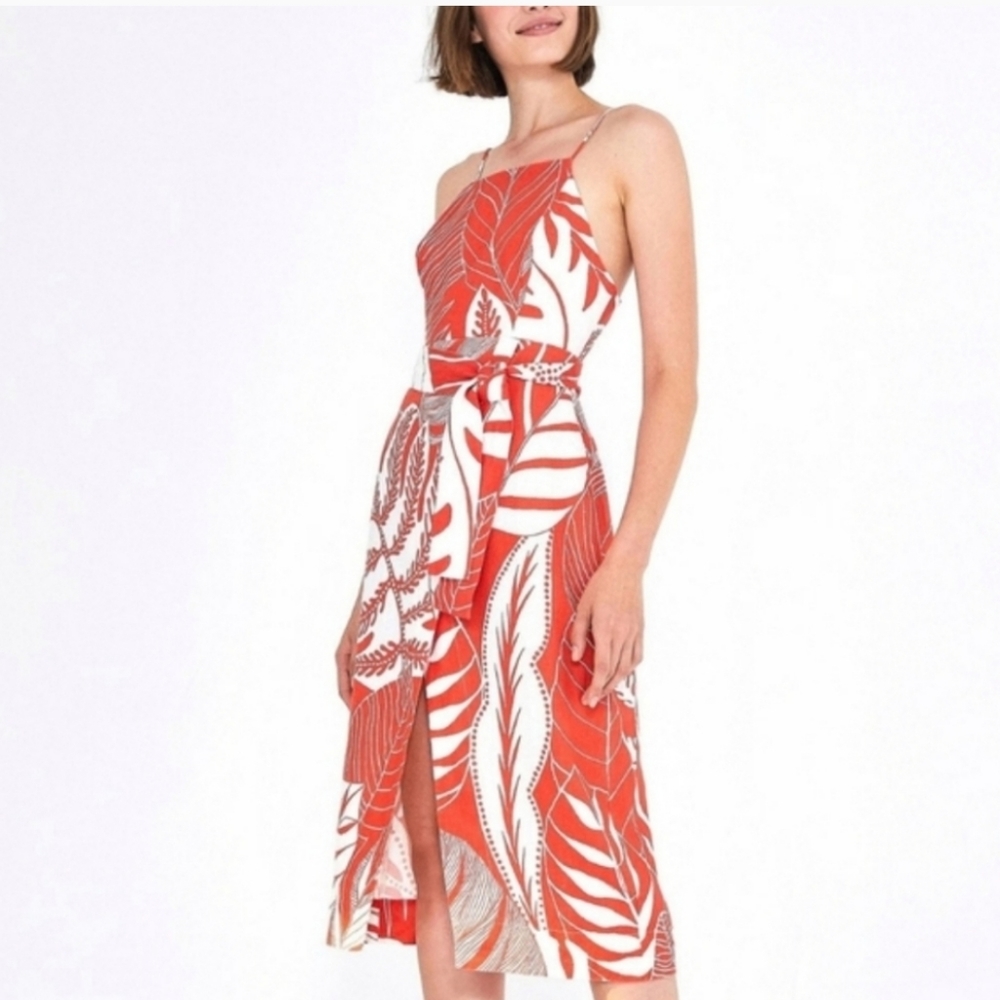 Anthropologie Farm Rio Red Leaf Wrap Midi …